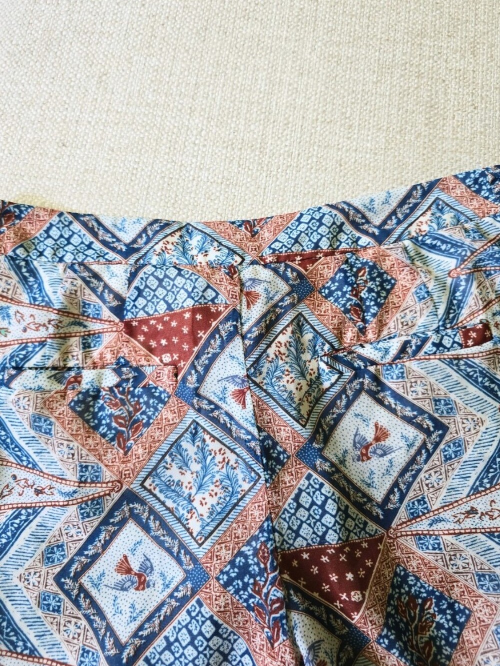 Anthropologie Elevenses Seaflower Wide Leg Pants Blue Motif Belted Size 2 Boho - Picture 9 of 9